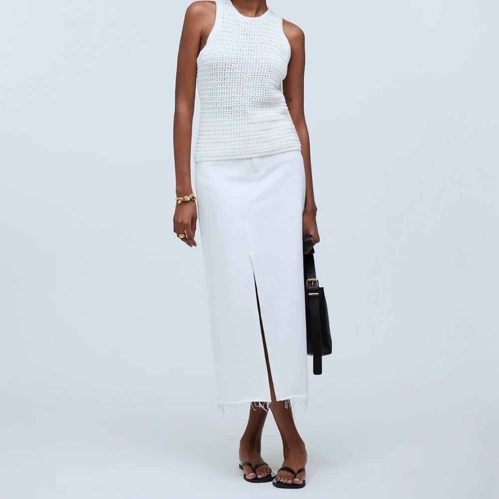 NWT Madewell Cream Crocheted Lightweight Cotton Sweater Tank Medium - Picture 3 of 12